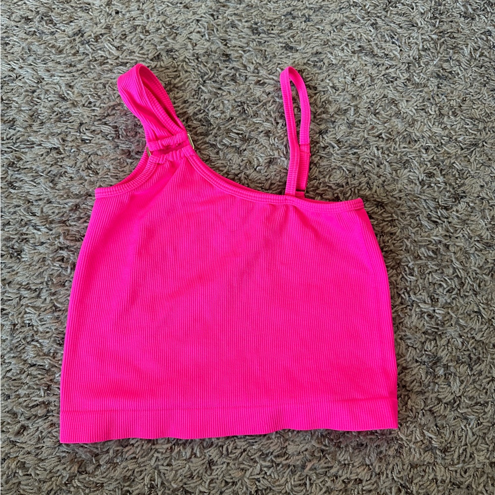 Hot Pink Ribbed Crop Top